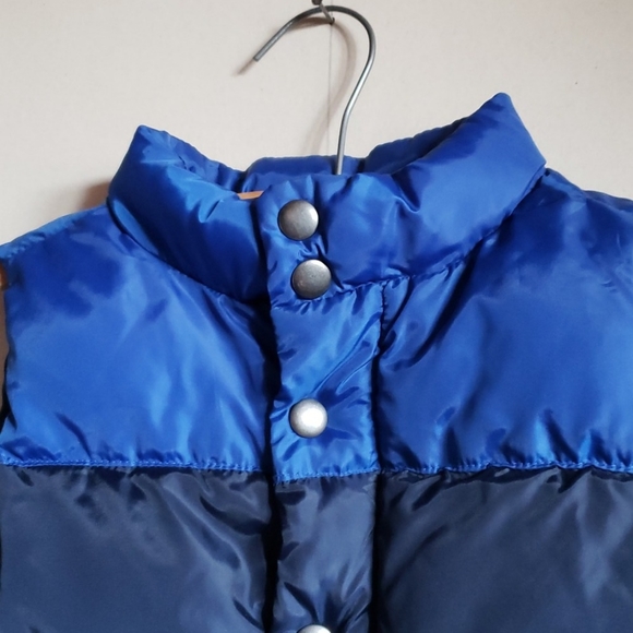 Joe Fresh Blue Green Colorblock Striped Puffer Vest, button up zipper Size 3T - Picture 2 of 7